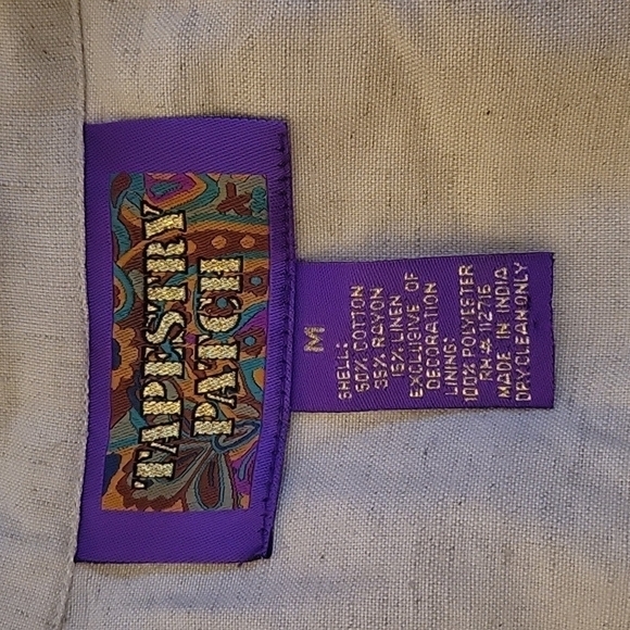 Vtg TAPESTRY PATCH Linen Floral Embroidered Decorative Button Down Shacket - Picture 10 of 10